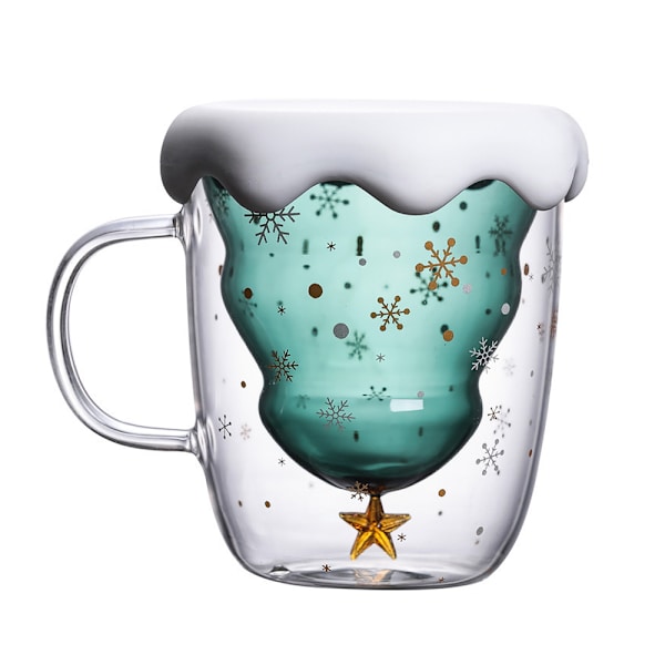 Sød julekaffekrus, tekopp, mælkekrus glas dobbelt