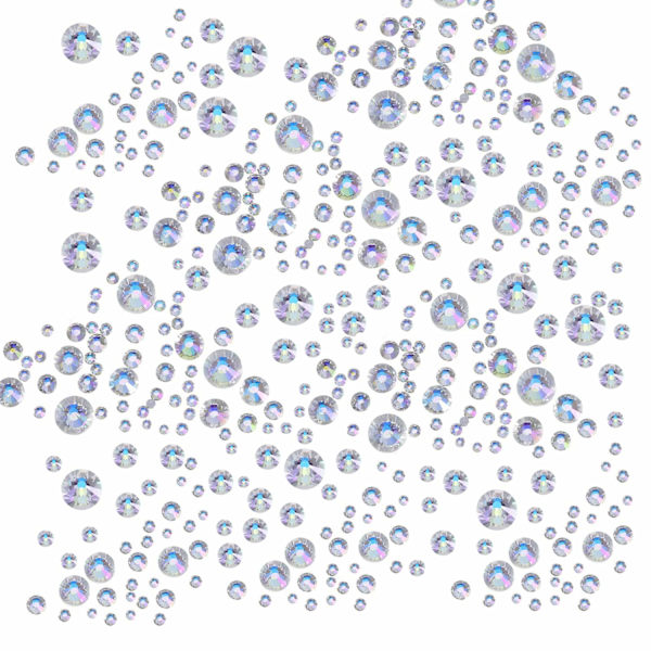 Blandade storlekar Flatback Rhinestones, Non Hotfix Round Crystal Gems