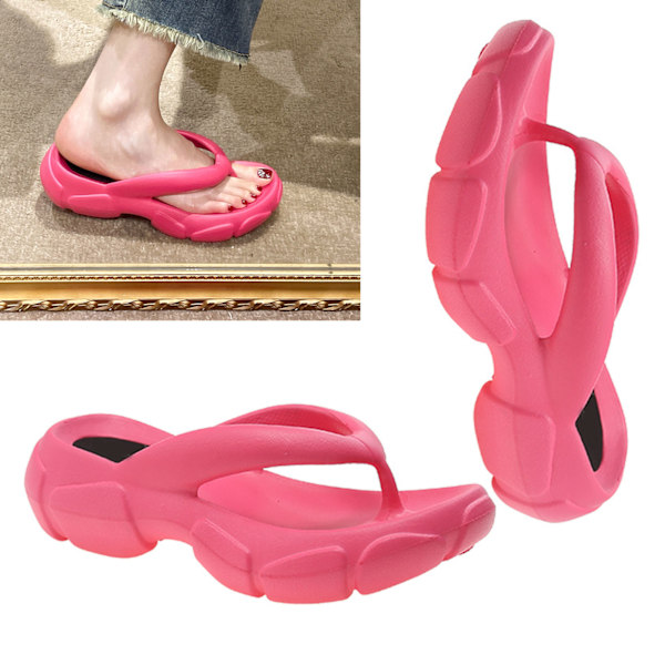 Flip-flops Flip Slides Tjock Sula Halkfria EVA Bekväma Ergonomisk Design Mjuka Sandaler för Kvinnor Flickor Rosröd 35/36