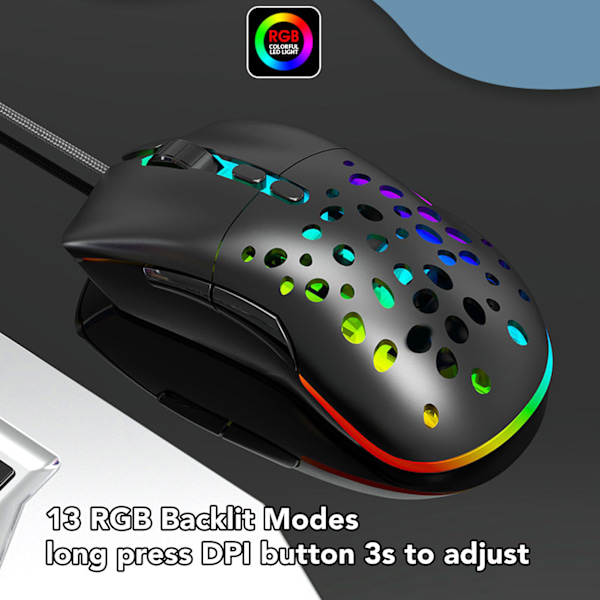 Trådløs mus med dobbelt tilstand, programmerbare knapper, RGB-baggrundsbelysning, justerbar DPI, ergonomisk gamingmus til spil, kontor og studie