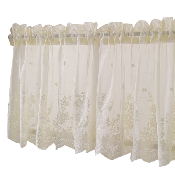 1 pcs Floral Lace Valance Curtain Embroidery Semi Sheer Short