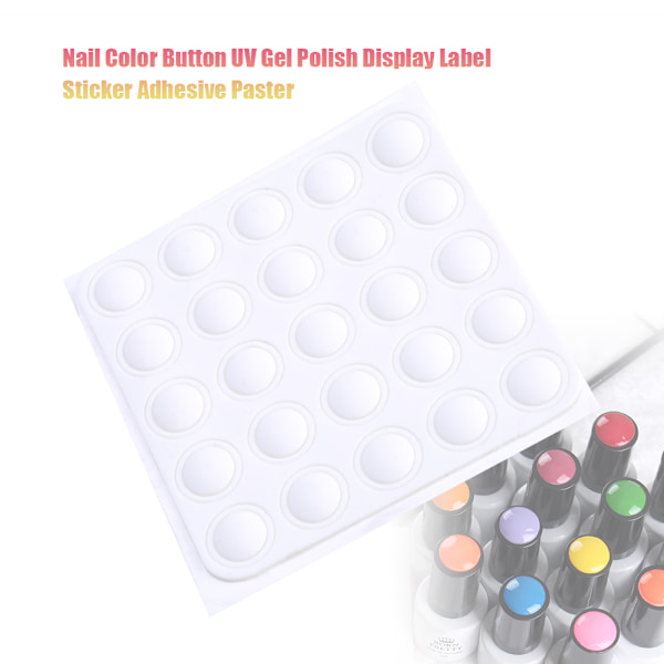 1 x 25 stk. neglefarve-knap UV-gel polish display-etiket klistermærke klæber