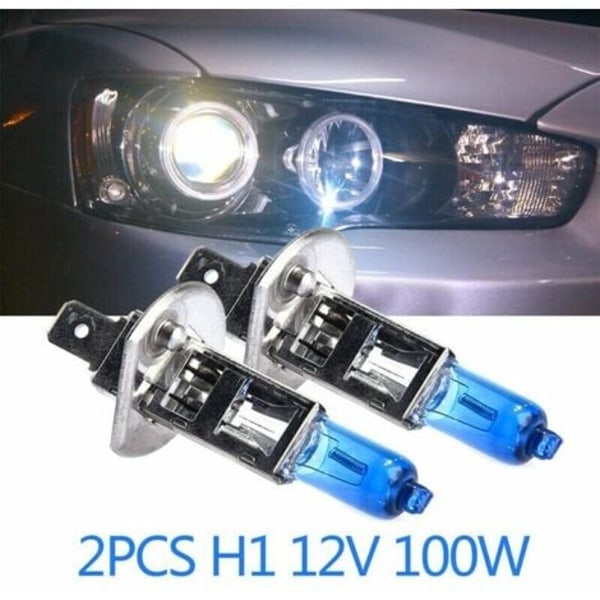 2 stk H1 12V 100W Xenon Hvit 6000k Hoved Halogen Tåkelyspærer Til Bil