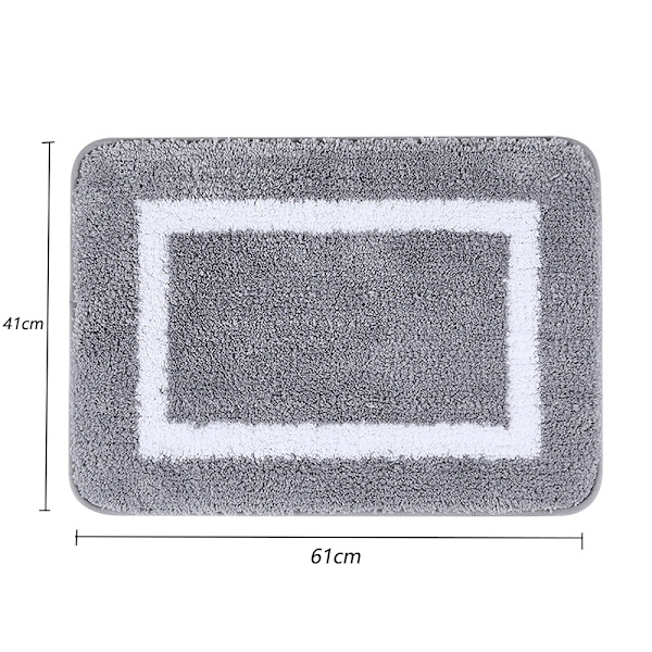 Bademåtte skridsikker vaskbar bademåtte blød mikrofiber dyb luv bademåtte - 40 x 60 cm, grå