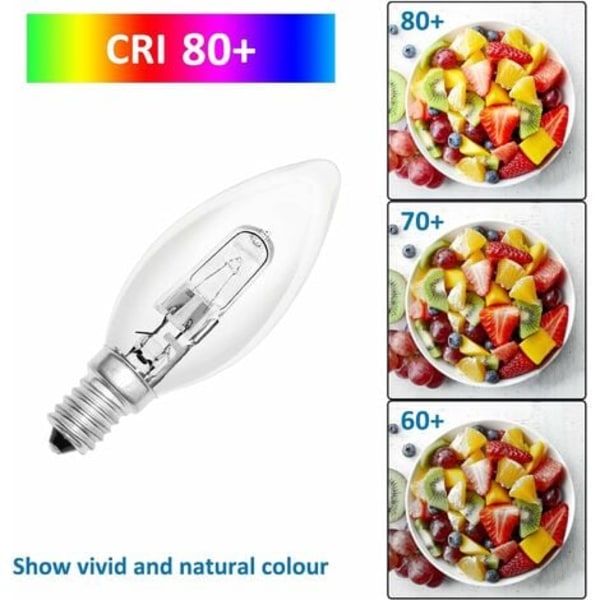 Sæt med 6 glødepærer E14 60w 230v, E14 flamme, varm hvid 2700k, 650lm, dæmpbar, C35 transparent, til lysekrone og bordlampe