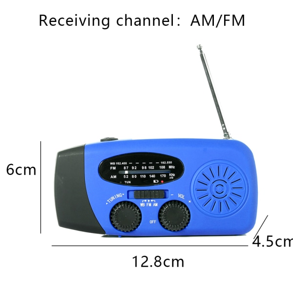 Nödhandvevsradio med LED-ficklampa, bärbar AM/FM