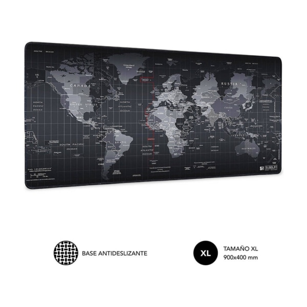 Förtjockad överdimensionerad världskarta musmatta-världskarta svart-900*400*4mm