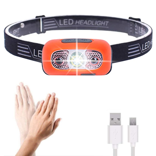 1 stk. Oppladbar hodelykt, LED-hodelykt, hodelykter for