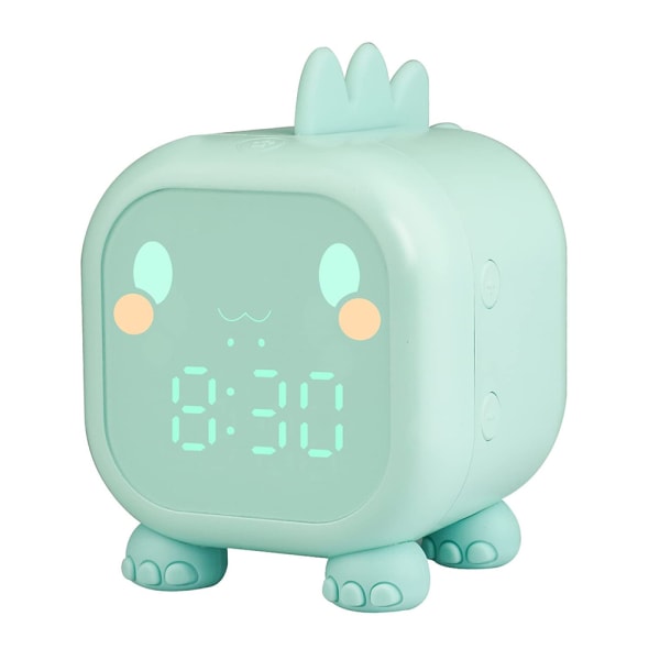 Kids Alarm Clock with Night Light 6 Ringtones Blue Dinosaur