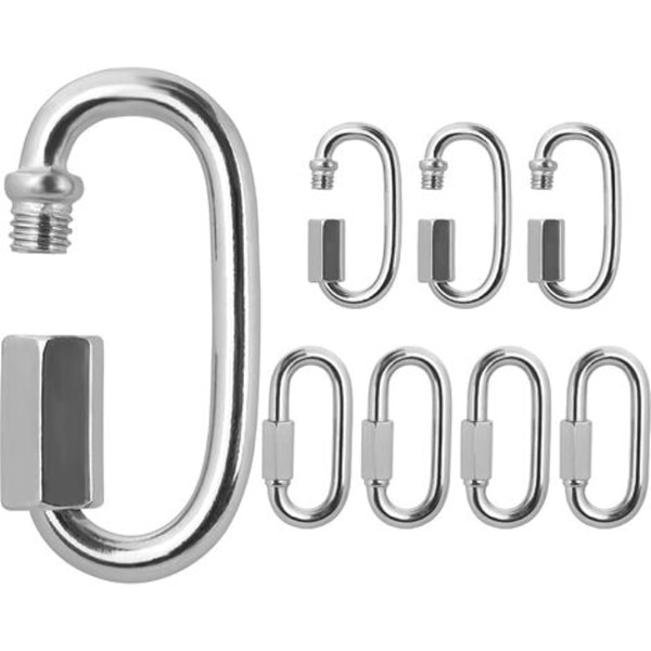 Maillon Rapide Rostfritt Stål M6 Skruvgrind Karabiner (8-pack)
