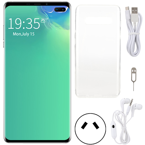 S10+ 6,5 tum HD Fullskärm Ansiktsigenkänning Smart Mobiltelefon Grön 4+64G 100-240V (AU-kontakt)