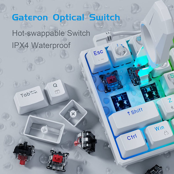 Bluetooth/2.4G/USB 60% Mekanisk Gamingtangentbord RGB Hotswappable PBT Keycaps Trådlöst/Trådbundet Tangentbord för Windows PC Gamer