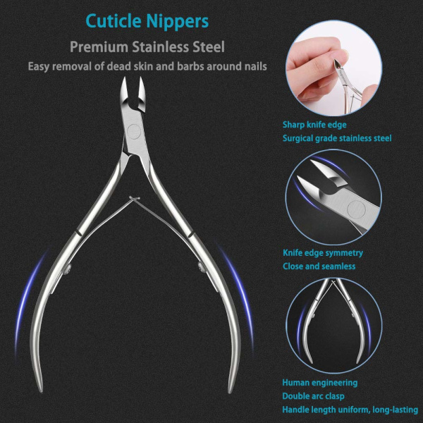 Cuticle Trimmer med Cuticle Pusher 9PCS, Cuticle Remover