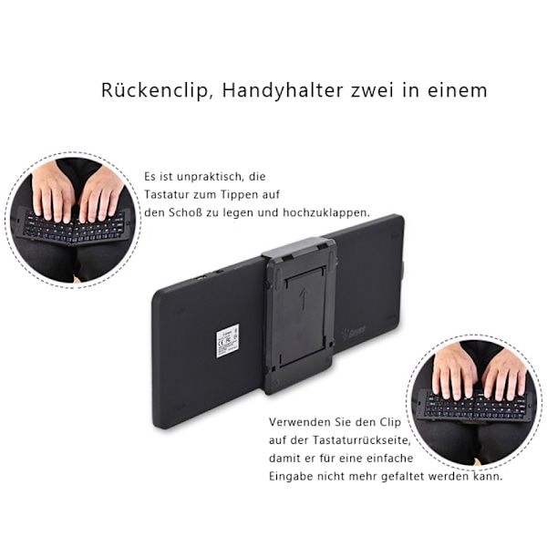 Samsers foldbart Bluetooth-tastatur - bærbart trådløst tastatur med stativholder, genopladeligt ultratyndt foldbart tastatur, kompatibelt med IOS