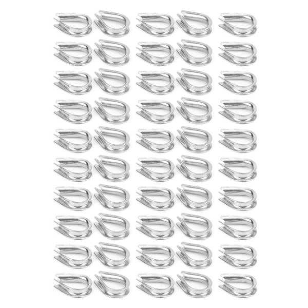 50 stk U-klemmer 304 rustfritt stål wire tau klips beskyttelse hjerte ring sett universell M4