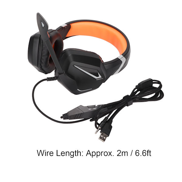 Gaming Headset Stereo Spel Over Ear Hörlurar med Volymkontroll och Dynamisk RGB för PS4 för Switch för Xbox