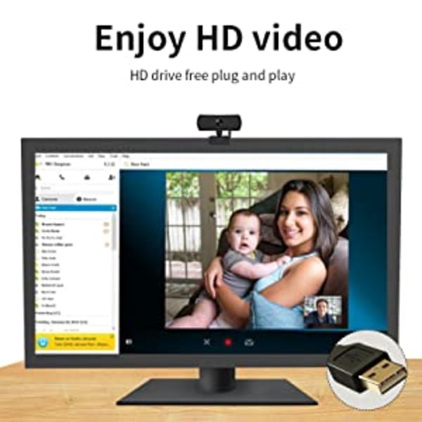 1080P op til 2K webkamera, HD-webkamera med mikrofon og privatliv