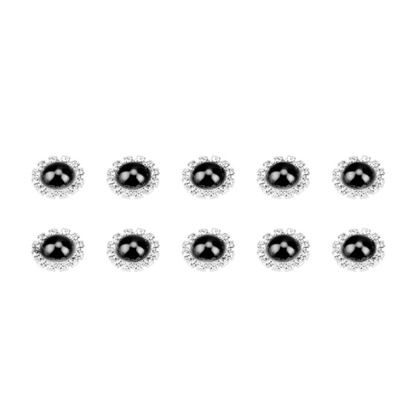 10 stk. 20mm DIY  halvrunde perleperler Scrapbooking-dekoration flad bagside (sort)