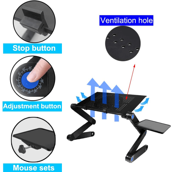 Sammenleggbart databord, viftekjøling, rosarød