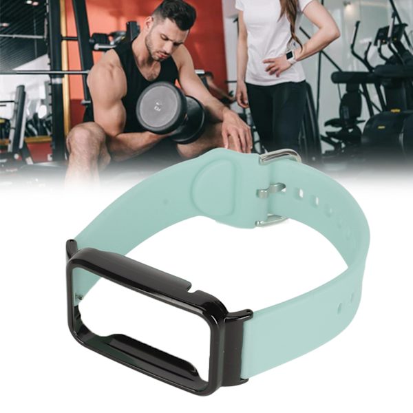 Silikonihihna suojakotelolla Mi Band 7 Pro -vaihtotarvike, vaaleansininen ja musta kotelo