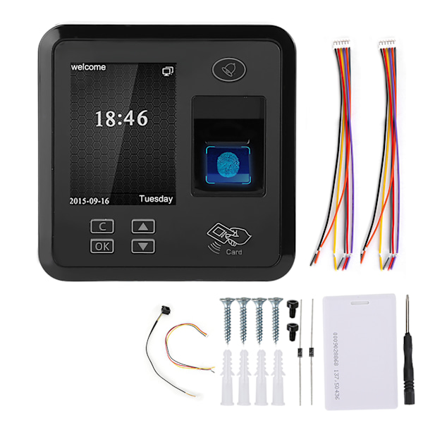 TCP IP 2,4 tommer TFT 125KHZ Fingeraftryk RFID Kort Tidsregistrering Maskine Adgangskontrolsystem