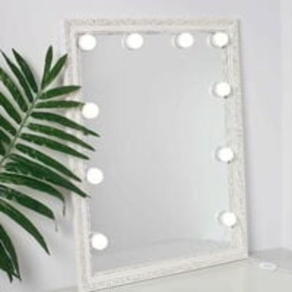 DIY Hollywood Lighted Makeup Mirror med dimbara lampor, Makeup Set Adhesive Mirror Light Kit, Plug-in Makeup Lamp för badrumsspegel, (glödlampa