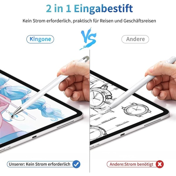 Kingone Tablet Pen 2 i 1 iPad Pen iPad Pencil Touchscreen Pen Touch Pen Kompatibel med alle nettbrett Touchscreen, iPad Air 4, iPad Mini 6, iPad Pro