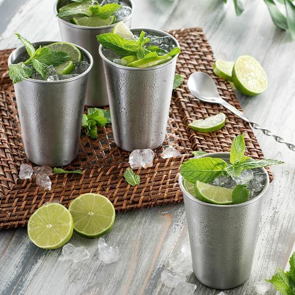 5-pack rostfria dricksglas, stapelbara, borstade metalldricksglas, kylöl, för resor, camping