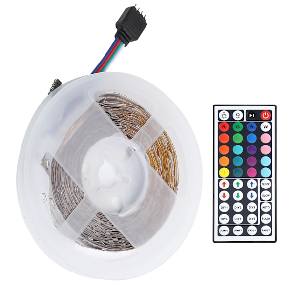 Vattentät RGB LED-strip för oändliga designmöjligheter, dubbla utgångar RGB-kontroller säkerställer dynamisk belysning, manuell 44-knapps fjärrkontroll,