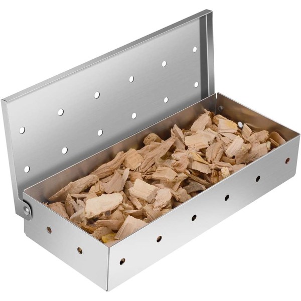 Rulunar Smoker Box for Grill BBQ Wood Chips- Stor kapasitet