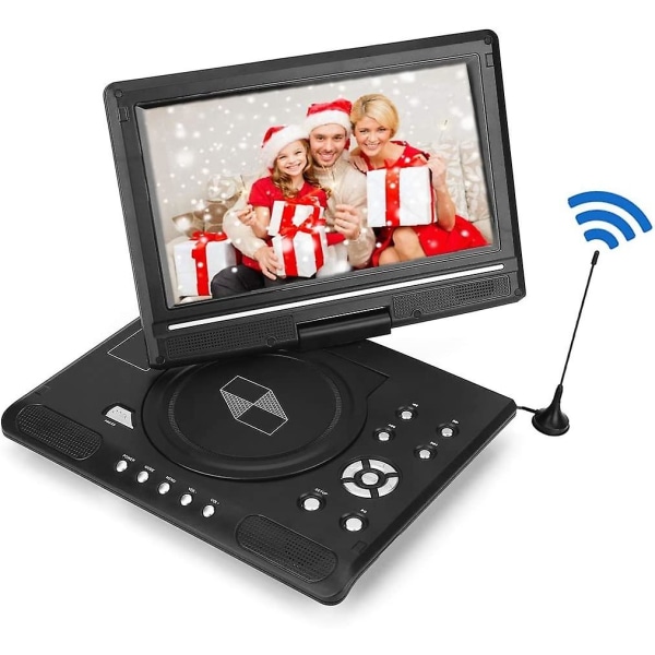 9,8" Bærbar Dvd-afspiller, Mini-Tv 3D Tv-lyd 270  Roterende skærm, Fm-radiofunktion Afspil CD/Dvd/Vcd/Evd/Mpeg4 Disc/Usb Stick/Sd/Ms/
