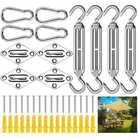 Markise monteringssæt, 44-delt markise monteringssæt, 304 rustfrit stål hardware tilbehørssæt, havemarkise monteringssæt
