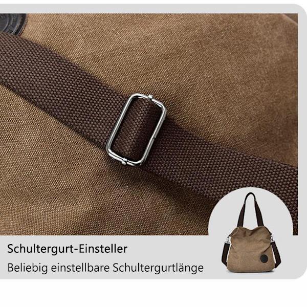 Dam Canvas Handväska, Axelväska, Casual Multifunktionell Axelväska, Stor för Arbete/ Skola/ Shopper, Casual, Daglig Användning, Svart