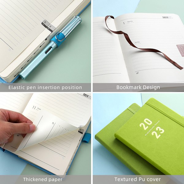 Planlægger 2023, 2023 Agenda bog Hard face notebook med pen,
