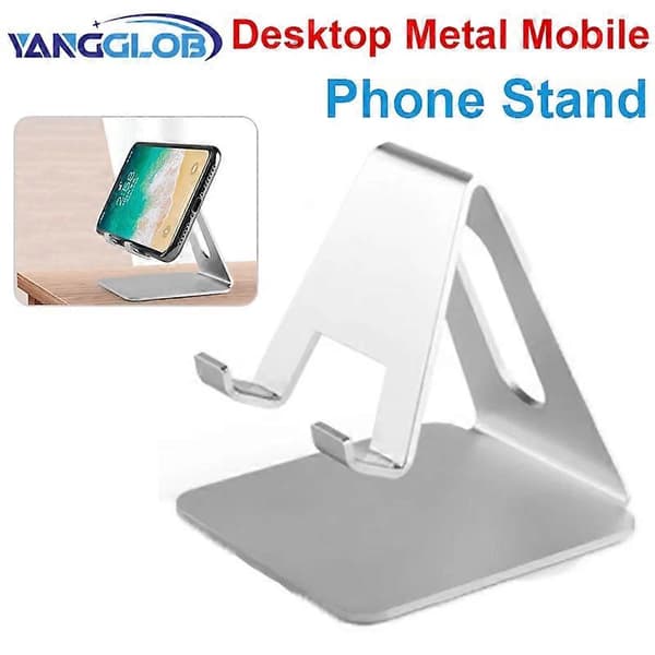 Stationær metalholder til mobiltelefoner, universal dockingstation til tablets, til iPhone, X Silvery