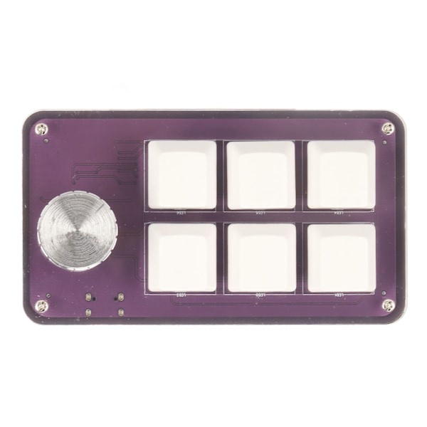 6 Tangenter Mini Keypad med Vred RGB Ljus Blå Switch Trådbunden Anslutning Plug and Play DIY Programmerbar Enhands Mekanisk Keypad Transparent lila