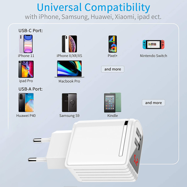 Dual Port Digital Display Lader Kreativ Universell USB Lading