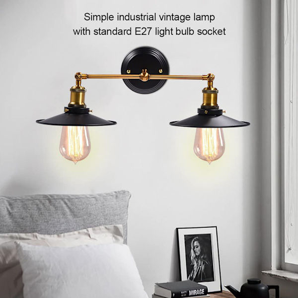Vegglampe, industriell 2-lykt veggmontert innendørs vegg