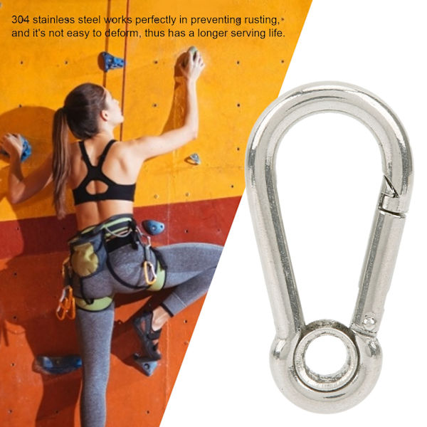 10 stk. Snap Hook Fjeder Karabiner Klips Spænde Rustfrit Stål til Camping Klatring Hængning M5