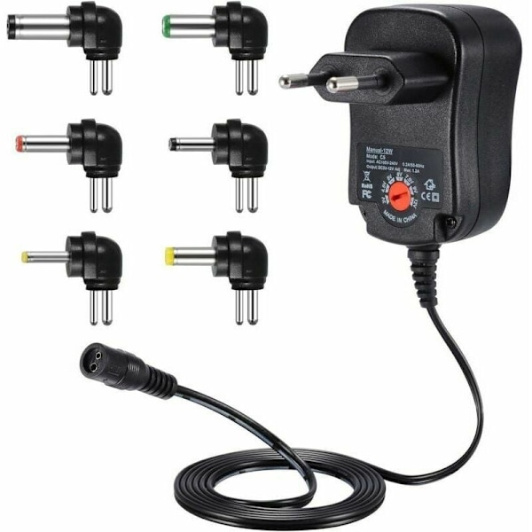 12W universell nätadapter 3V 4.5V 5V 6V 7.5V 9V och 12V, DC 220V transformator nätladdare för VTech Kidimagic Starlight Kidi LightShow Party Sorio