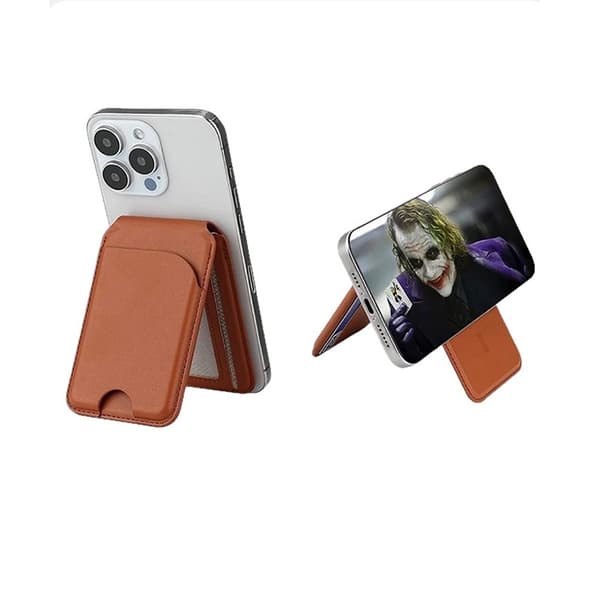 Universal Magsafe Magnetisk Kortholder med Roterbart Stativ - Kompatibel med iPhone og Android Brun Brown 81