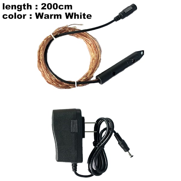 10 strängar av 200 LED-ljusslingor, batteridrivna för W