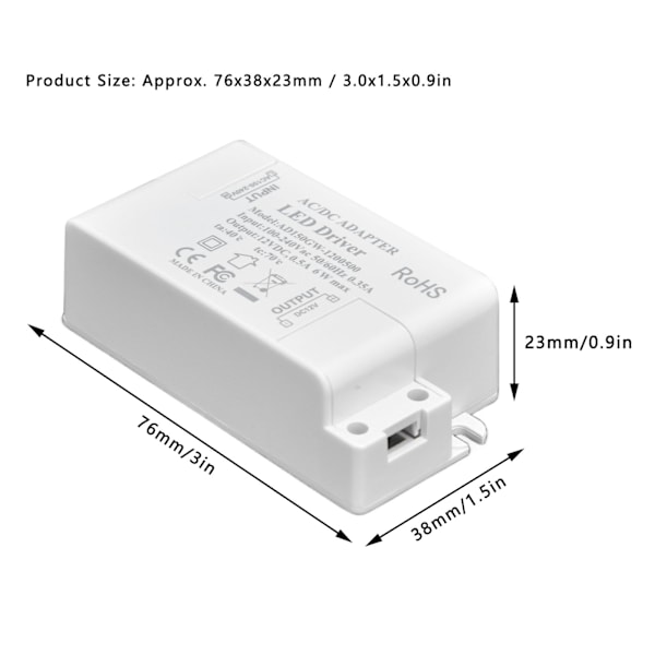 Effektiv AC till DC-omvandlare, LED-drivare för LED-belysningslösningar, perfekt för G4-lampor, MR11/MR16/GU3-spotlights, LED-ljusramper, CCTV-kameror,