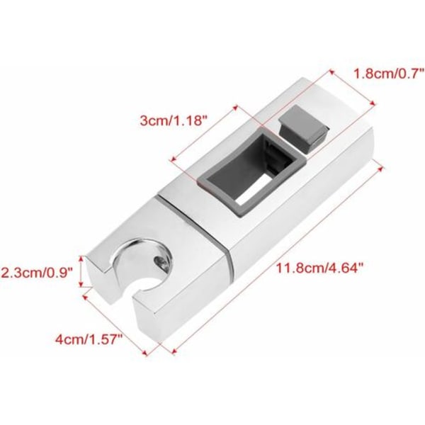 Skyvbar dusjhodeholder for skinne - 18 x 30 mm - Rektangulær, firkantet utskiftbar hånddusjholder, krom ABS dusjholder for bad