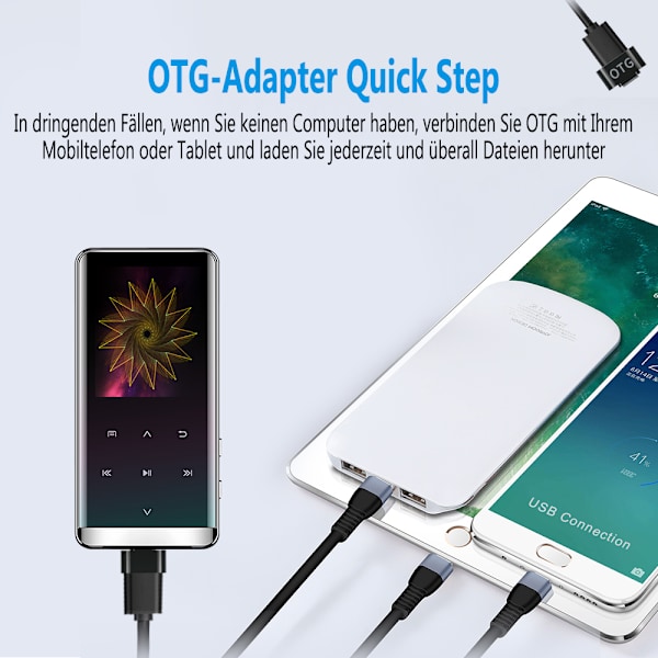 TIMMKOO MP3-spelare med Bluetooth, 4,0" Full Touchscreen MP4 MP3-spelare med högtalare, bärbar HiFi-ljud MP3-spelare med Bluetooth, diktafon,