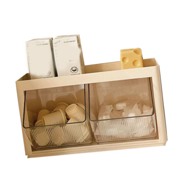 Veggmontert teposeoppbevaringsboks Multifunksjonell kaffekapselholder for kontorspisk snacks Gul