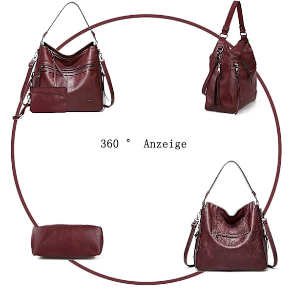 Håndtasker til kvinder, læder crossbody taske, skuldertaske, to stykker