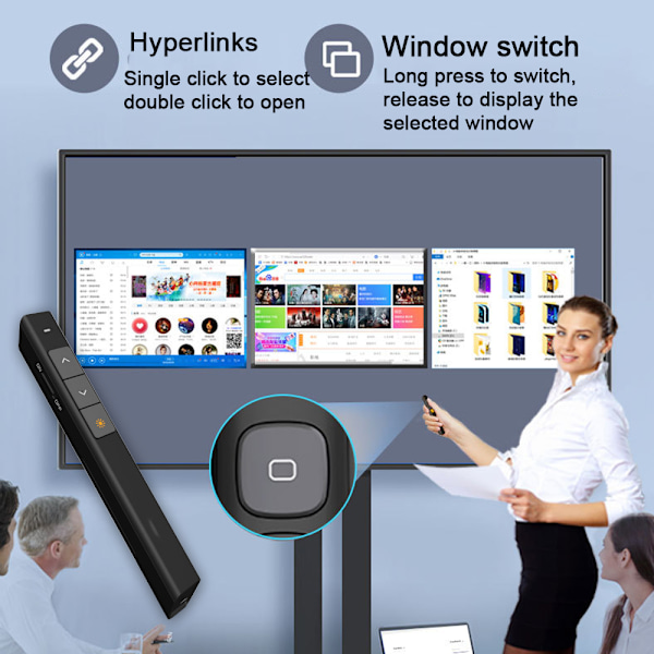 USB-esitysklikkeri Hyperlink-äänenvoimakkuuden säätö Langaton