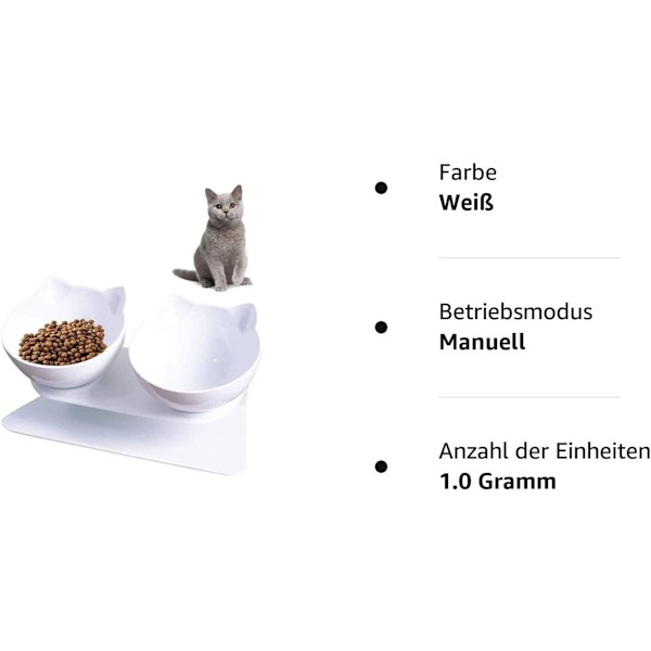 Foderautomat för katter, dubbelskål för katter med upphöjd ställning