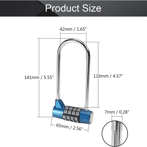 Cykel U-lås, Motorcyklar Lösenordslås Grindlås För Stöldskydd, Skåpdörrhandtag Kombinationslås Hänglås, 4-siffrigt Kombinationslås Säkerhetskod
